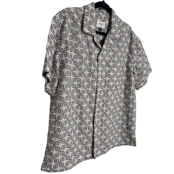 AMERICAN EAGLE Mens Short Sleeve Button Down Geometric Shirt Jacquard NWOT M - Picture 3 of 6